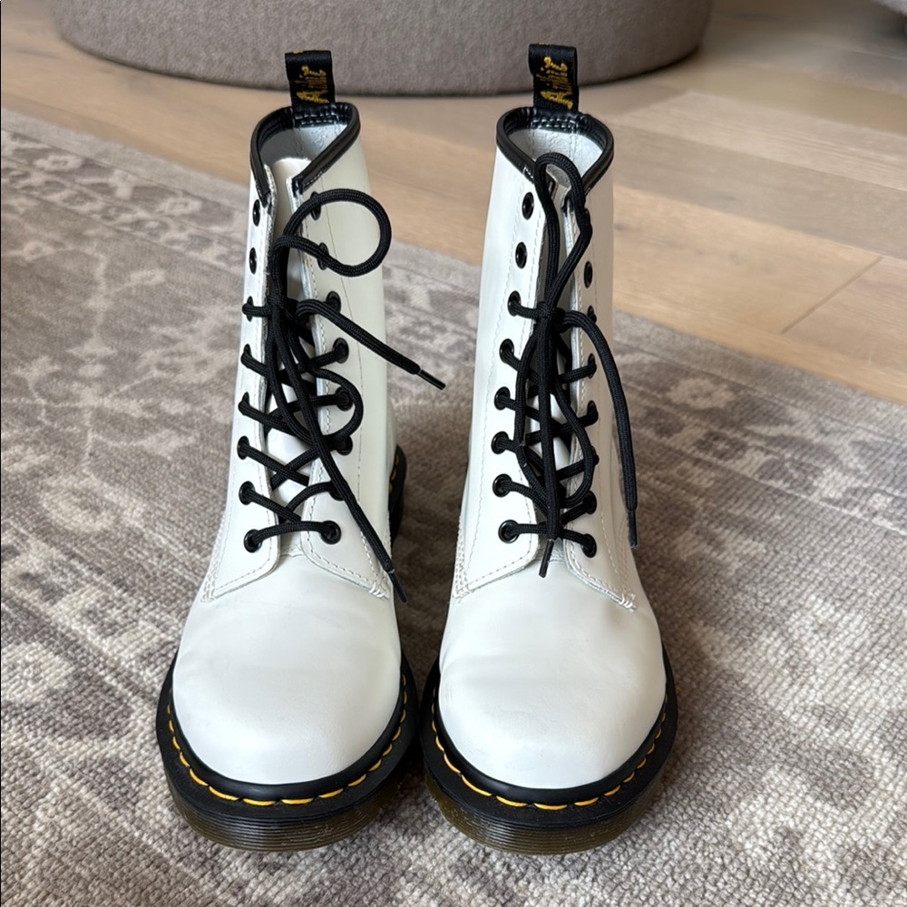 Doc Marten White Leather Lace-Up Boots